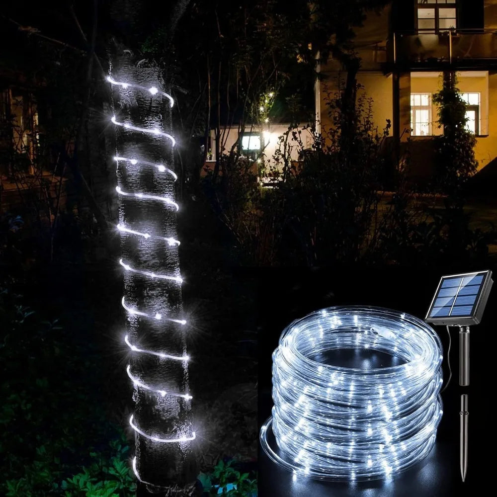 Solar Rope Lights - Outdoor LED Copper Fairy String Tube Lights for Parties, Gardens, Porches, and Home Decoration