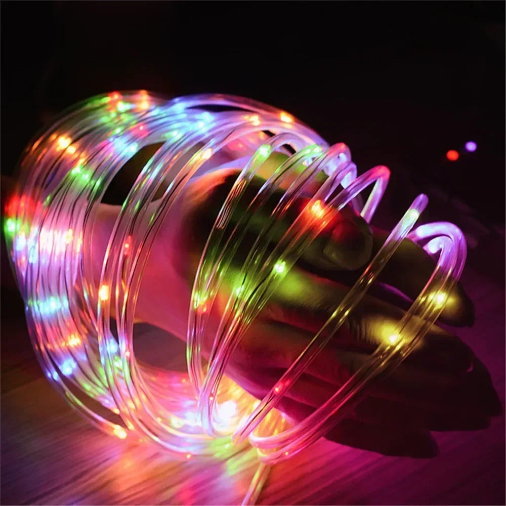 5/10/20M Solar Rope Lights Outdoor Blue LED PVC Tube Fairy String Light Garden Halloween and Christmas Wedding Decorations