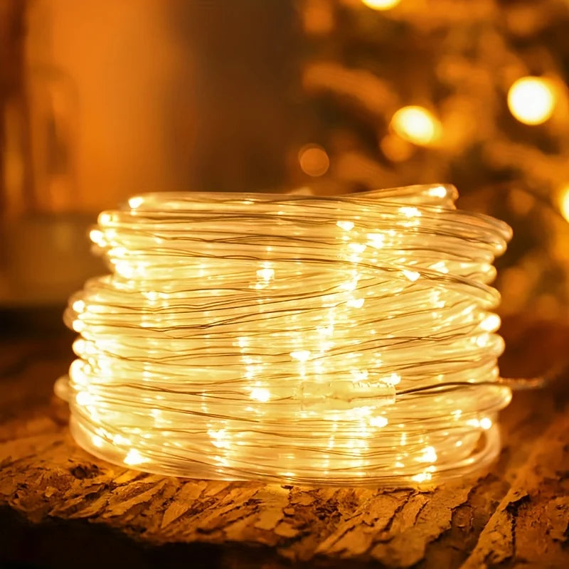 Solar LED Rope Light String Outdoor Waterproof Fairy Decoration for Garden Terrace Wedding Party Christmas Tree Lighting