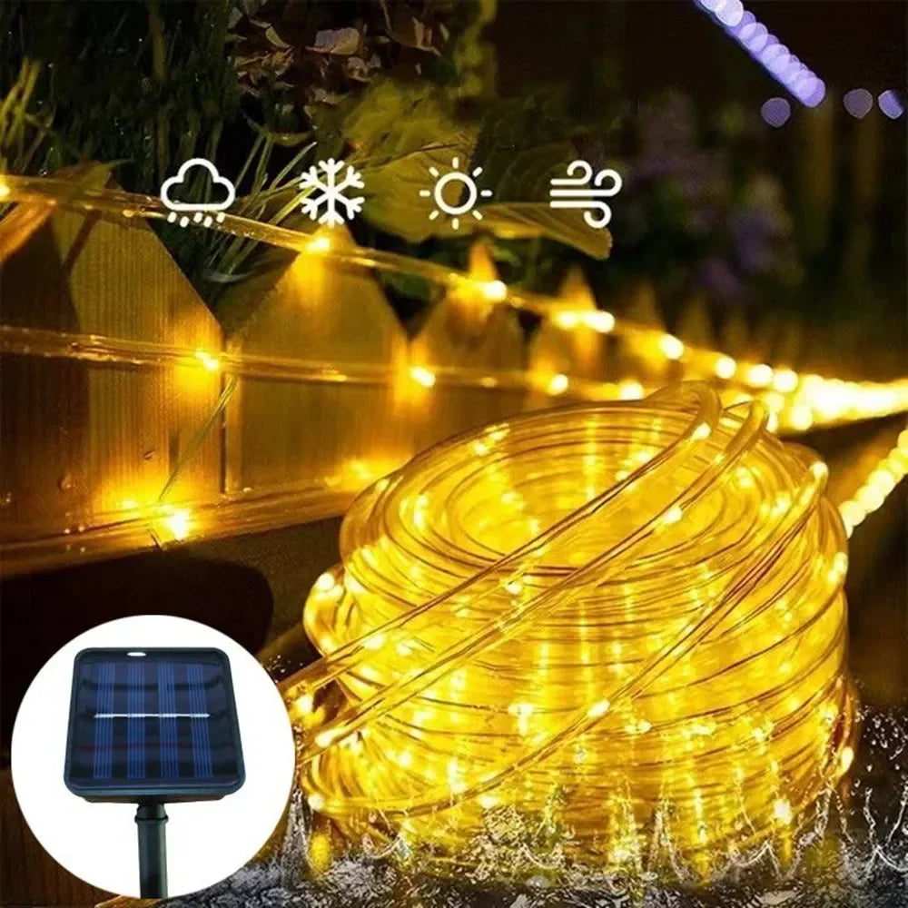 5/10/20M Solar Rope Lights Outdoor Blue LED PVC Tube Fairy String Light Garden Halloween and Christmas Wedding Decorations