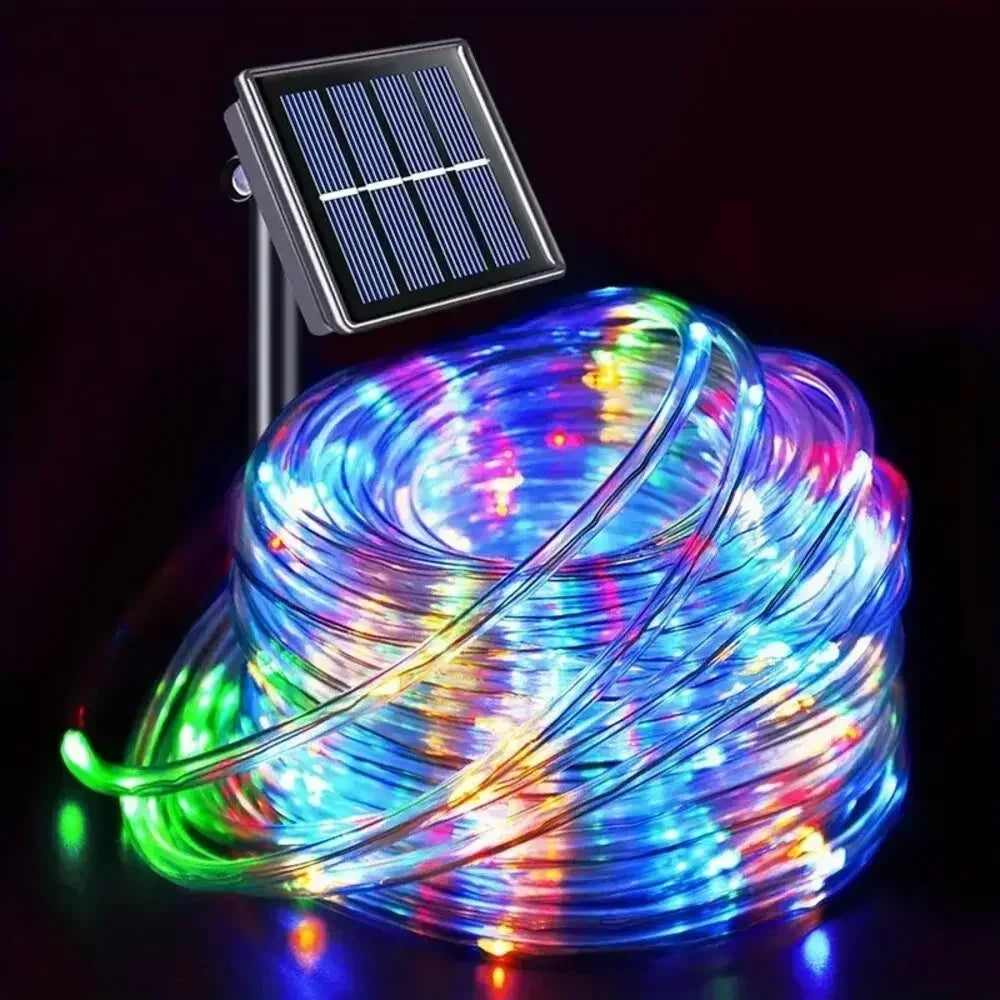 Solar LED Rope Light String Outdoor Waterproof Fairy Decoration for Garden Terrace Wedding Party Christmas Tree Lighting