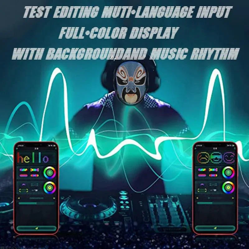 Smart LED Face Masks Programmable Bluetooth APP Control Change Face DIY Photoes for Party Display LED Light Mask for Halloween
