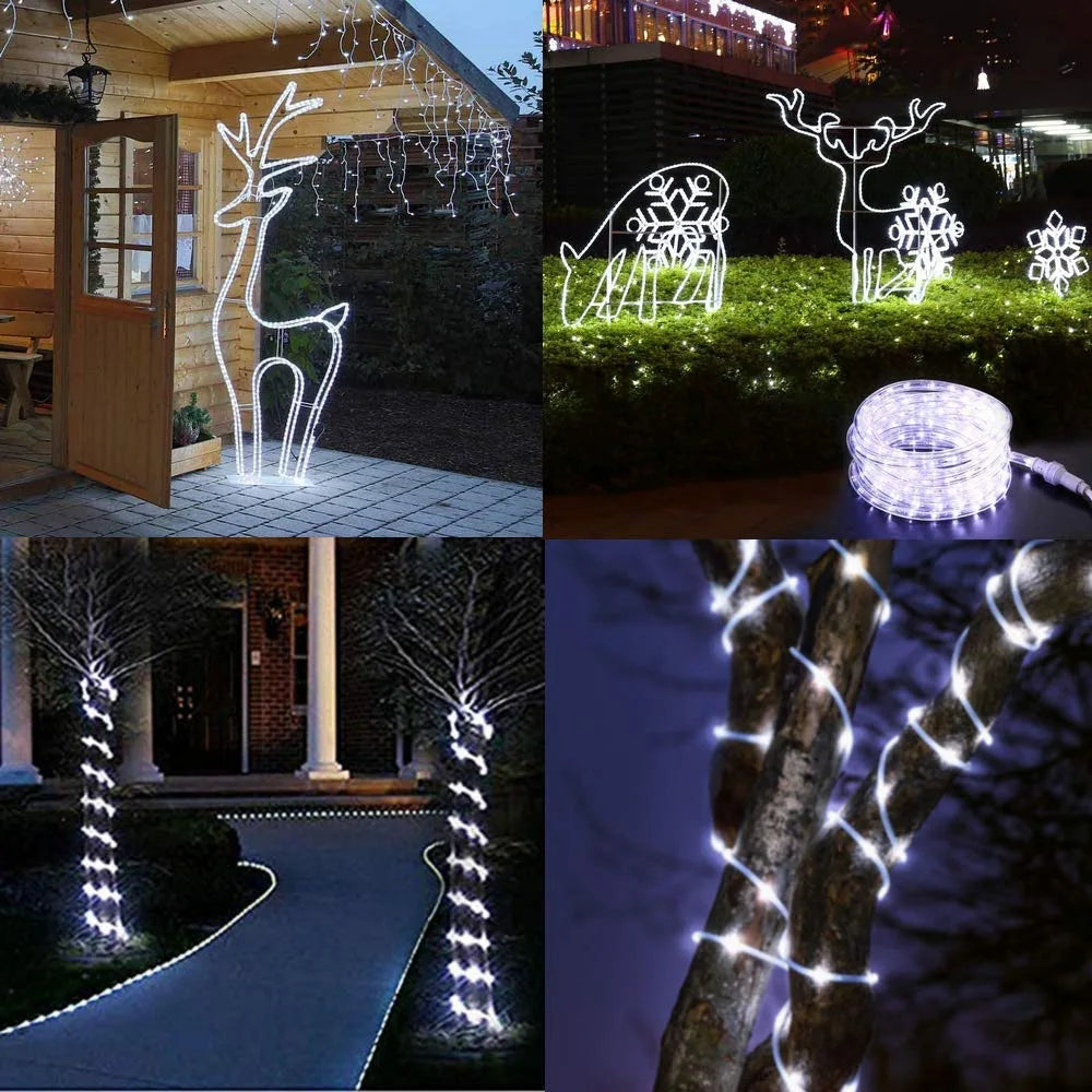 Solar Rope Lights IP65 Waterproof Outdoor Lamp LED Copper Fairy String Tube Lights for Party Garden Yard Home Wedding Christmas