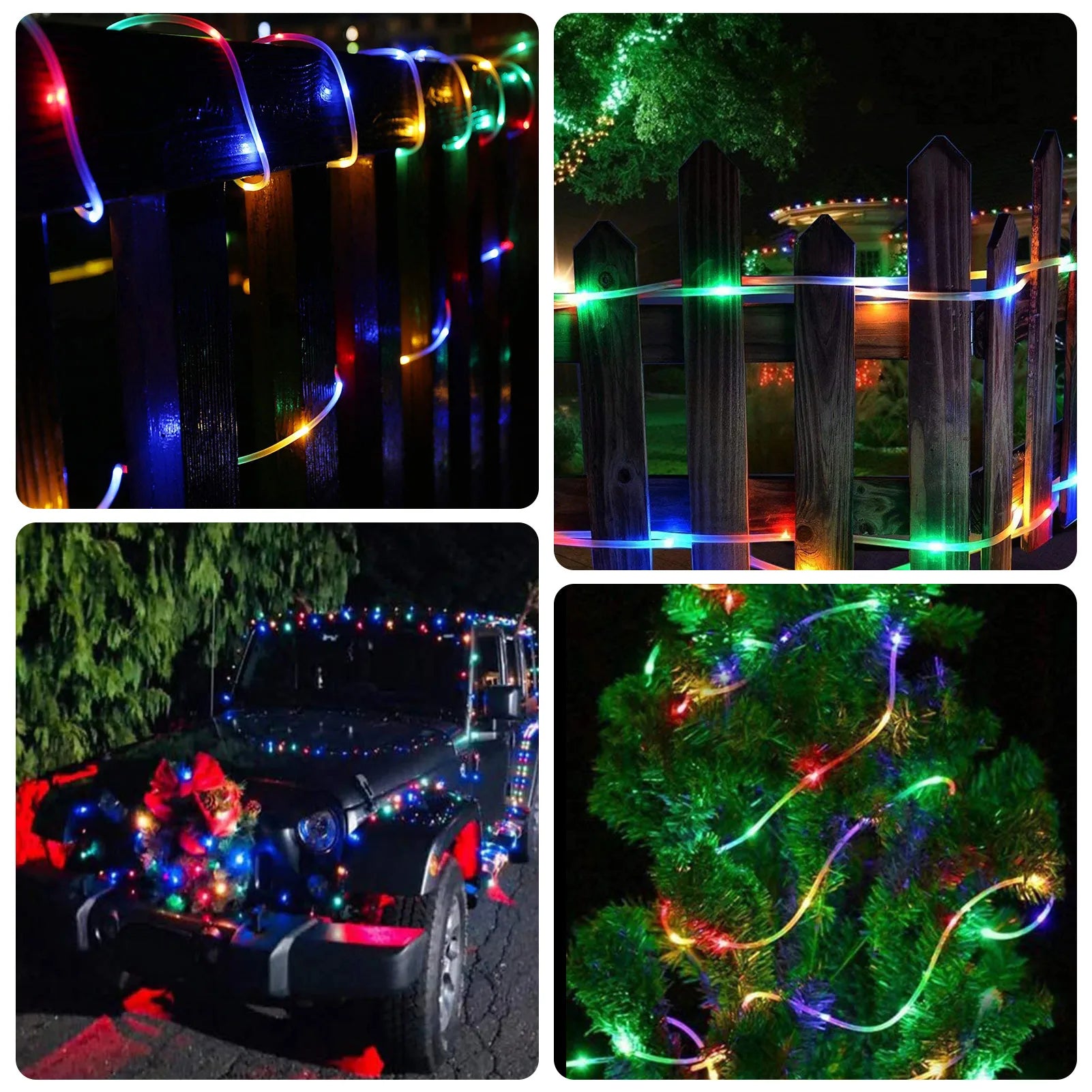 Solar 200 LED Rope Light Waterproof Outdoor Solar Powered Fairy Lights 8 Mode Christmas for Garden Yard Holiday Tree Decor Light