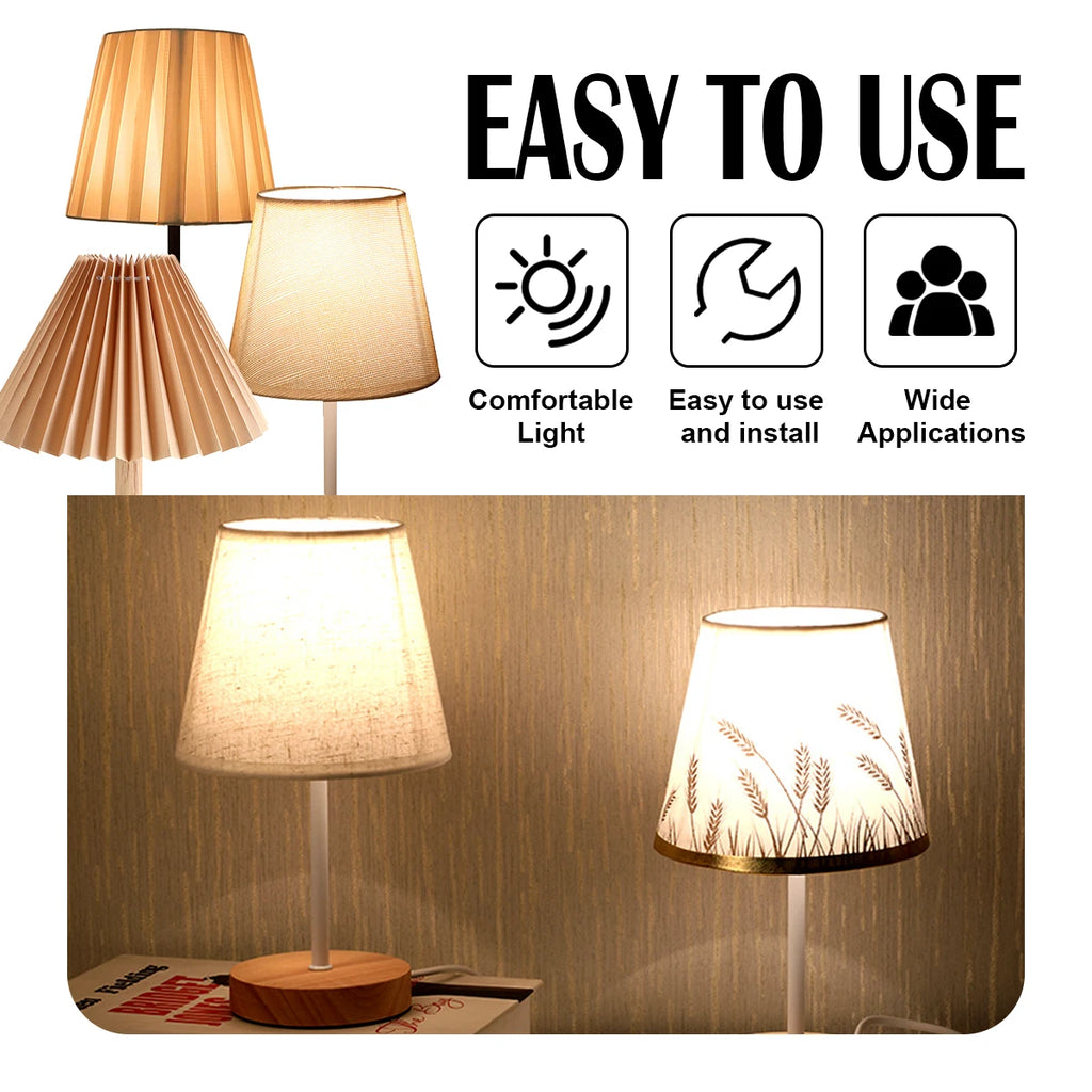 Led Bedside Lamp Night Light Desk Table Study Beside Room Bedroom Sleep Lighting Decoration Retro Pleated Sleeping
