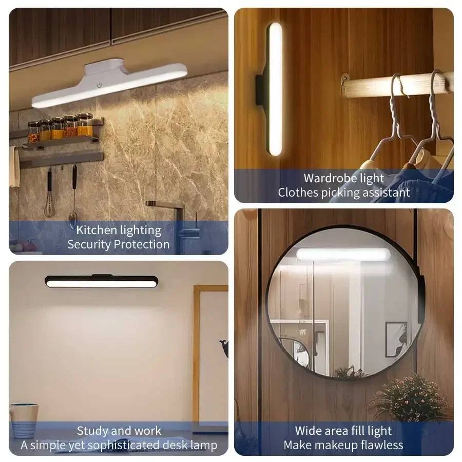LED Mirror Front Makeup Light Rechargeable Hanging Magnetic Lamp Eye Protection Reading Lamp For Dormitory Wardrobe Closet Light