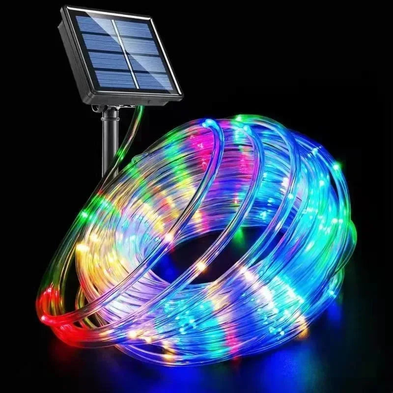 Solar LED Rope Light String Outdoor Waterproof Fairy Decoration for Garden Terrace Wedding Party Christmas Tree Lighting