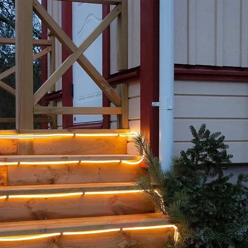 Solar LED Rope Lights Deck Outdoor Waterproof Garden String Lights Waterproof Light Belt Courtyard Christmas Atmosphere Decor ﻿