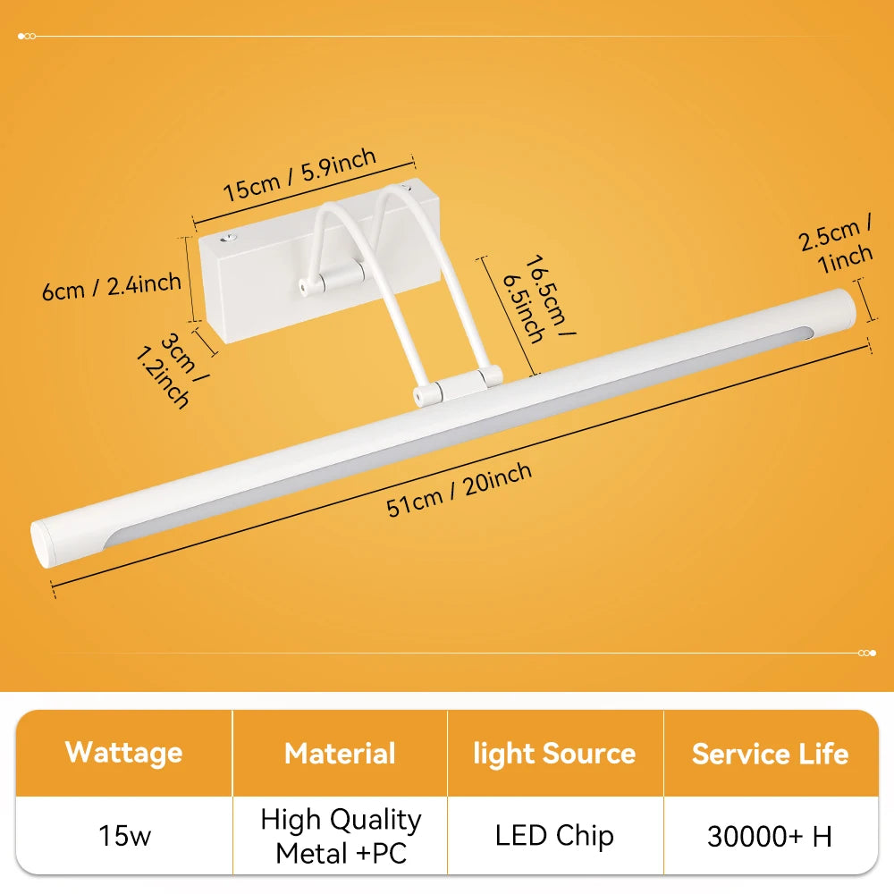 LED Mirror Light Three Colors LED Home Wall Decor Lights Led Bathroom Mirror Lamp Make Up Lighting Wall Mirrors Lamp AC110-264V