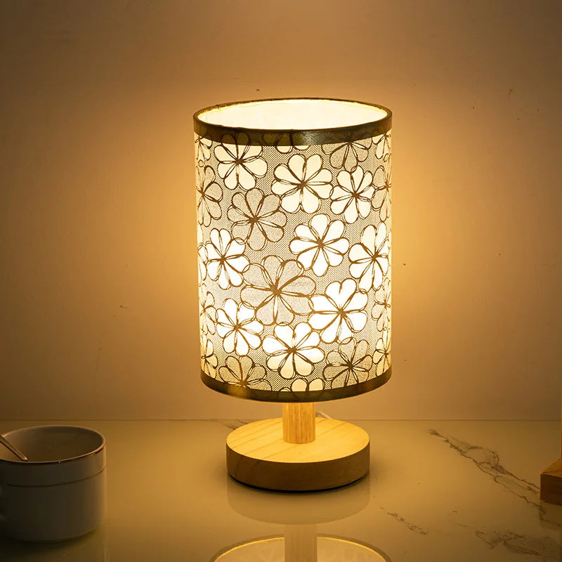 Led Bedside Lamp Night Light Desk Table Study Beside Room Bedroom Sleep Lighting Decoration Retro Pleated Sleeping