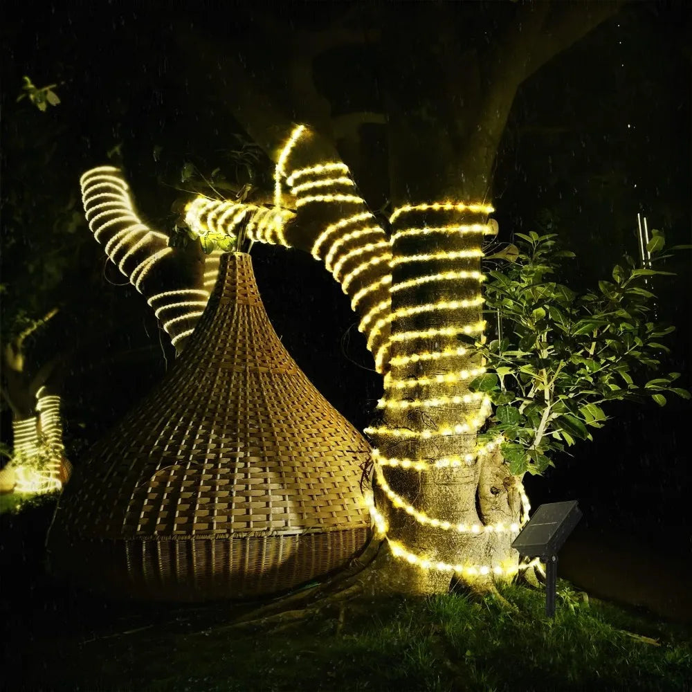 Solar Rope Lights - Outdoor LED Copper Fairy String Tube Lights for Parties, Gardens, Porches, and Home Decoration