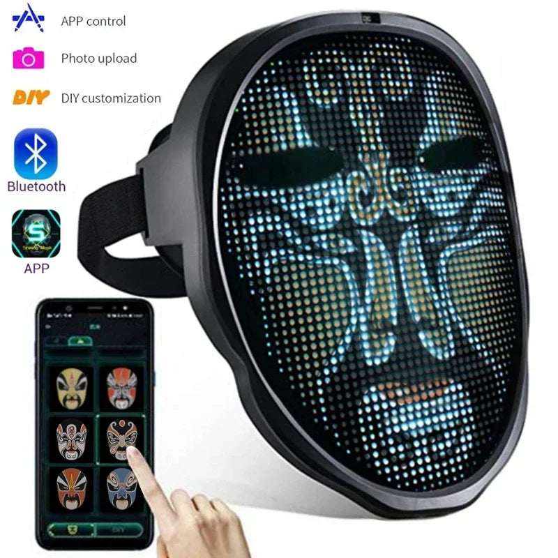 NEW LED APP Mask Bluetooth APP Control Face Masks Smart Mask Can Change Dynamic Carnival Photos LED Face Masks for Halloween