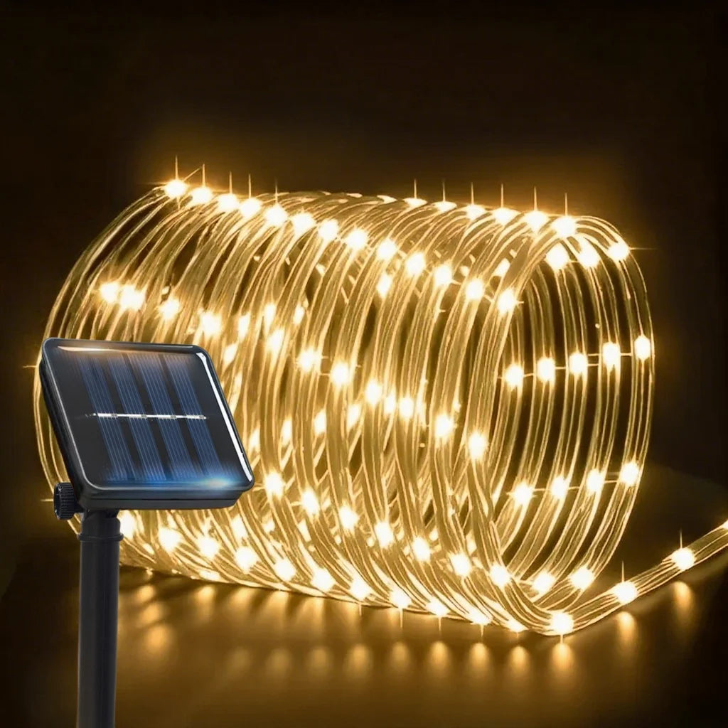 LED Solar Rope Lights Outdoor 50-200LEDs 8 Modes IP54 Waterproof String Lights for Garden Christmas Halloween Weddings Decor