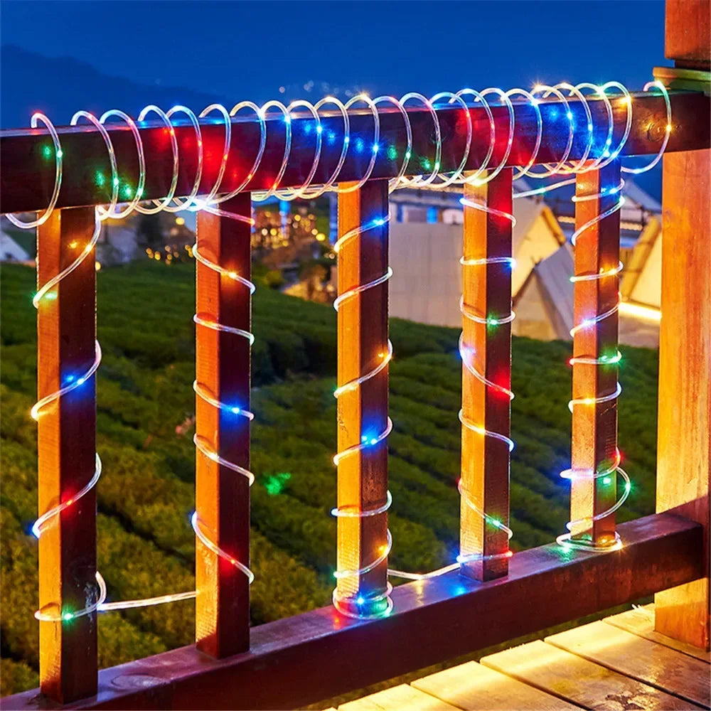5/10/20M Solar Rope Lights Outdoor Blue LED PVC Tube Fairy String Light Garden Halloween and Christmas Wedding Decorations