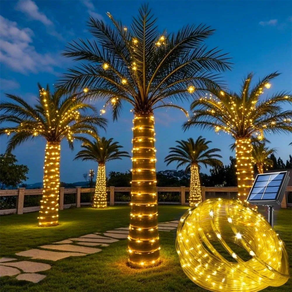Solar Rope Lights - Outdoor LED Copper Fairy String Tube Lights for Parties, Gardens, Porches, and Home Decoration
