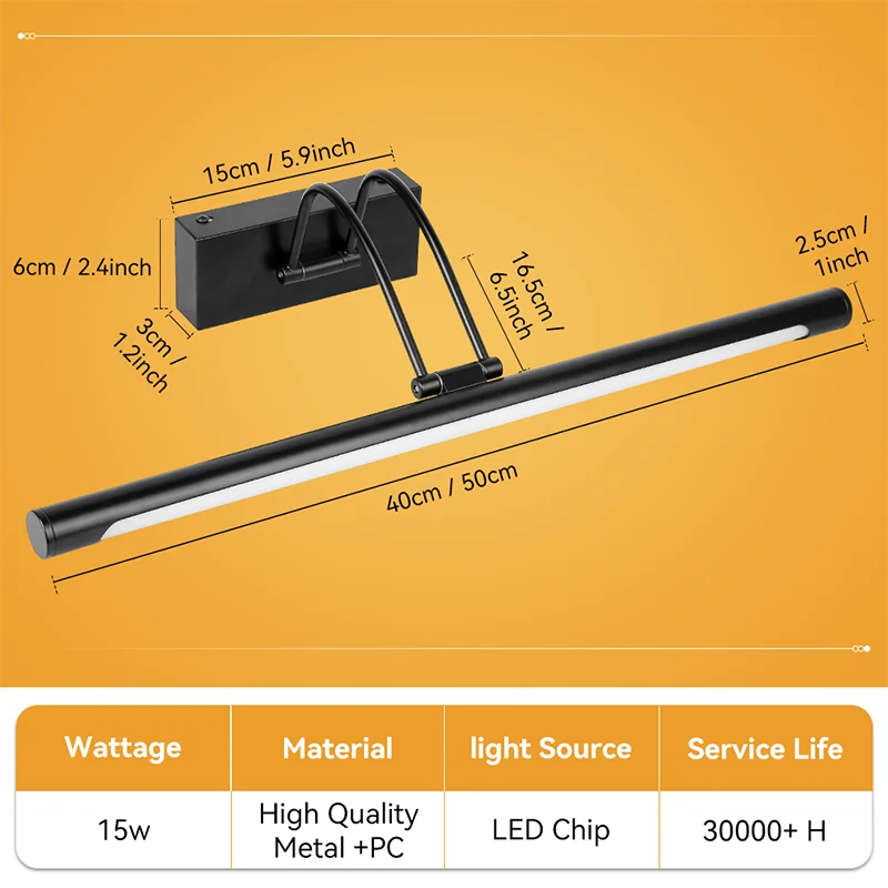 Mirror Led Wall Lamp Modern Bathroom Wall Light Decor Strip Light 40CM 50CM Toiliet Washroom Fixture Indoor Ip65 Waterproof 15W