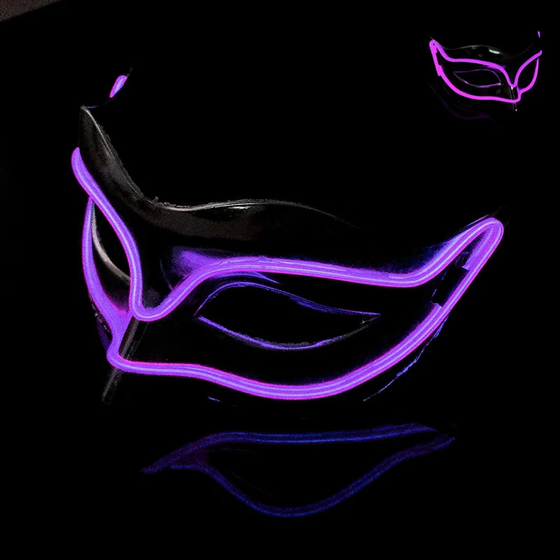 LED Light Fox Mask For Dance Neon Party Decoration Luminous Masquerade Kabuki Mask Bar KTV Ball Disguise Masks