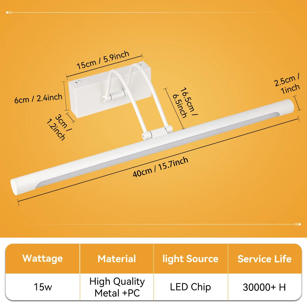 Mirror Wall Lamp Metal LED Mirror Lights Tri-color Dimmable Home Decoration Bathroom for Bedroom Kitchen Cosmetic mirror light