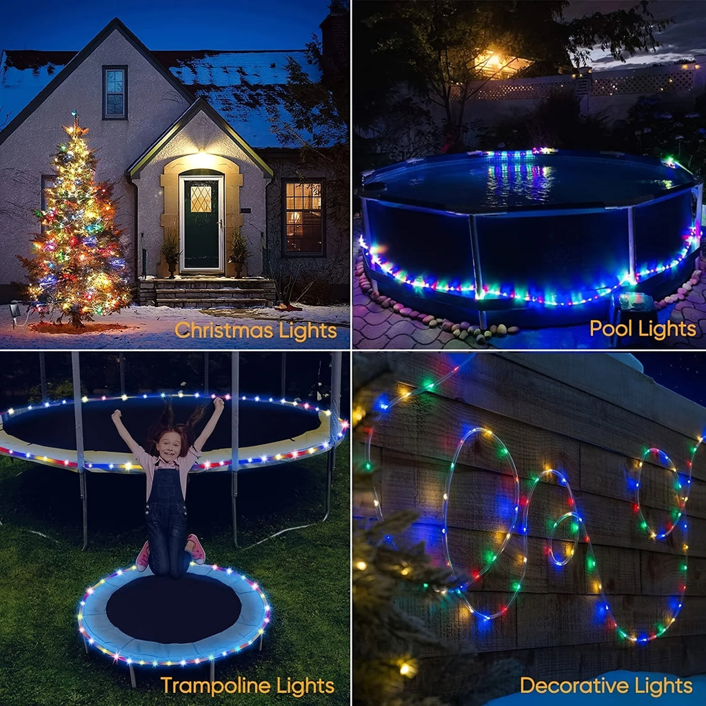 Solar Rope Lights IP65 Waterproof Outdoor Lamp LED Copper Fairy String Tube Lights for Party Garden Yard Home Wedding Christmas