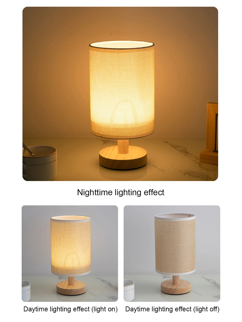 Led Bedside Lamp Night Light Desk Table Study Beside Room Bedroom Sleep Lighting Decoration Retro Pleated Sleeping