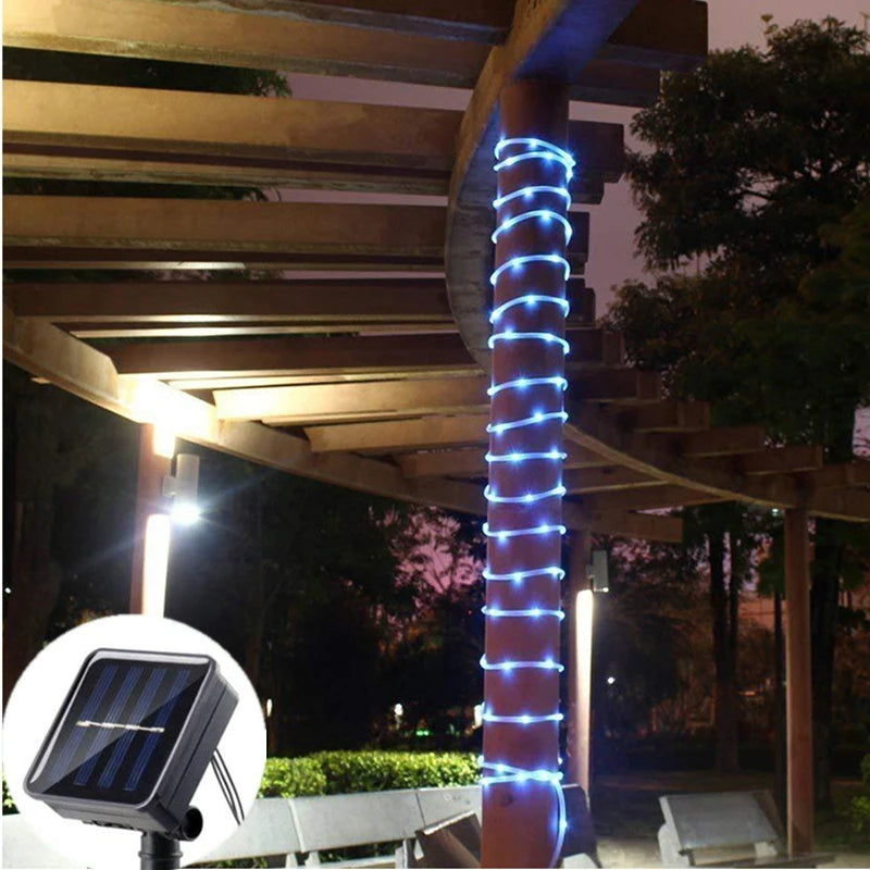 Solar Rope Lights Outdoor LED String Lights 8 Modes Garden Hose Lights Decorative Wedding Christmas Halloween Patio Porch Pool