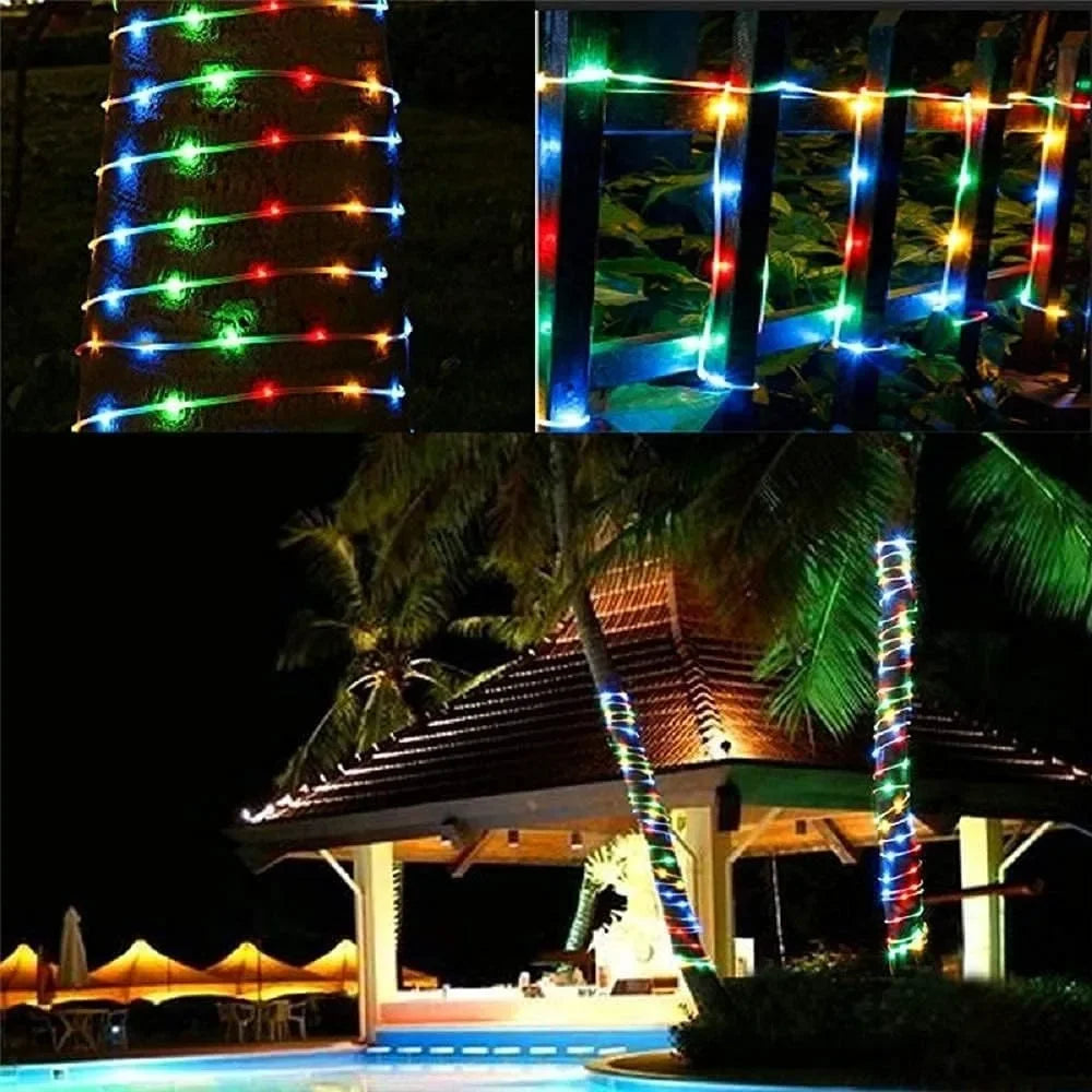 Solar Rope Lights - Outdoor LED Copper Fairy String Tube Lights for Parties, Gardens, Porches, and Home Decoration