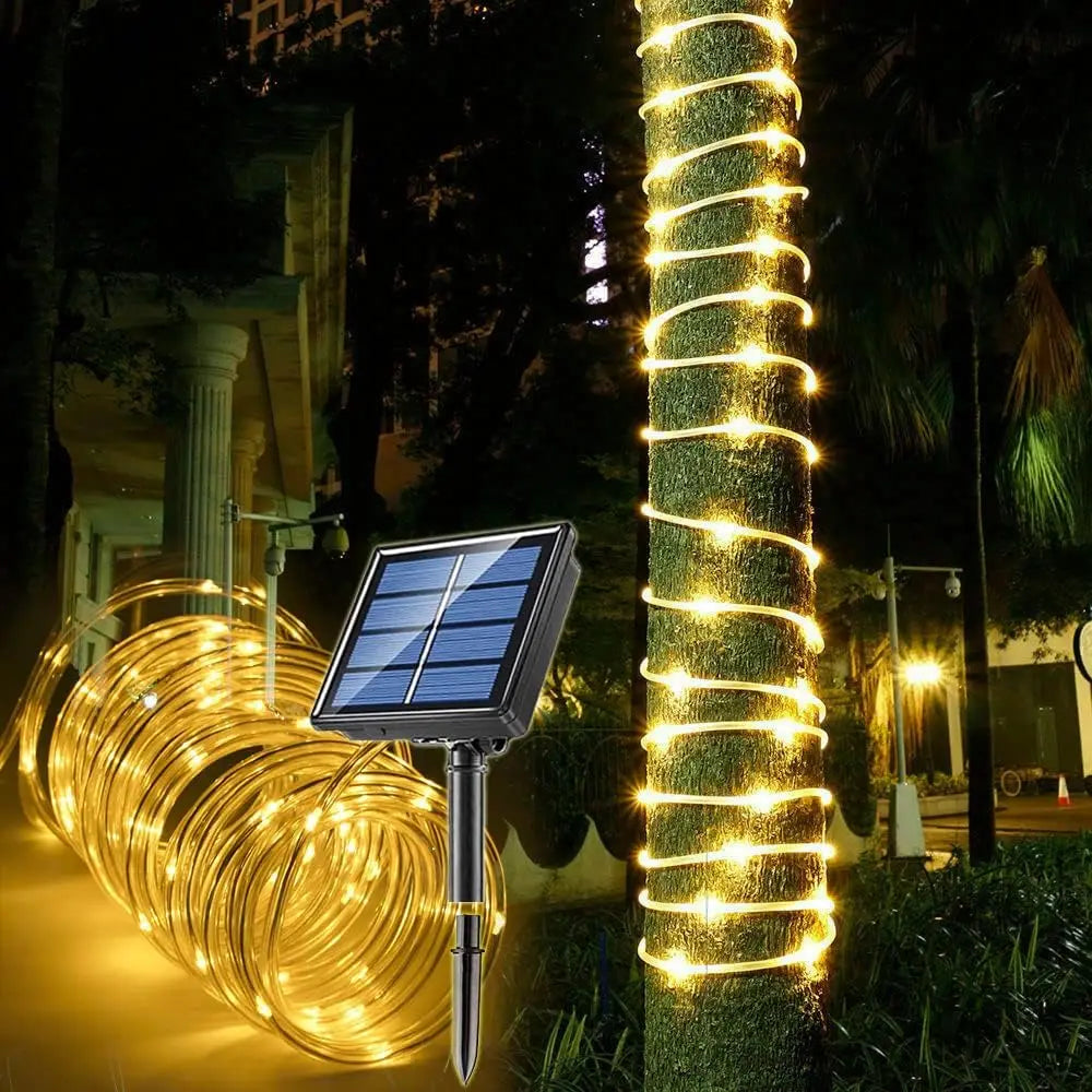 Solar Rope Lights IP65 Waterproof Outdoor Lamp LED Copper Fairy String Tube Lights for Party Garden Yard Home Wedding Christmas