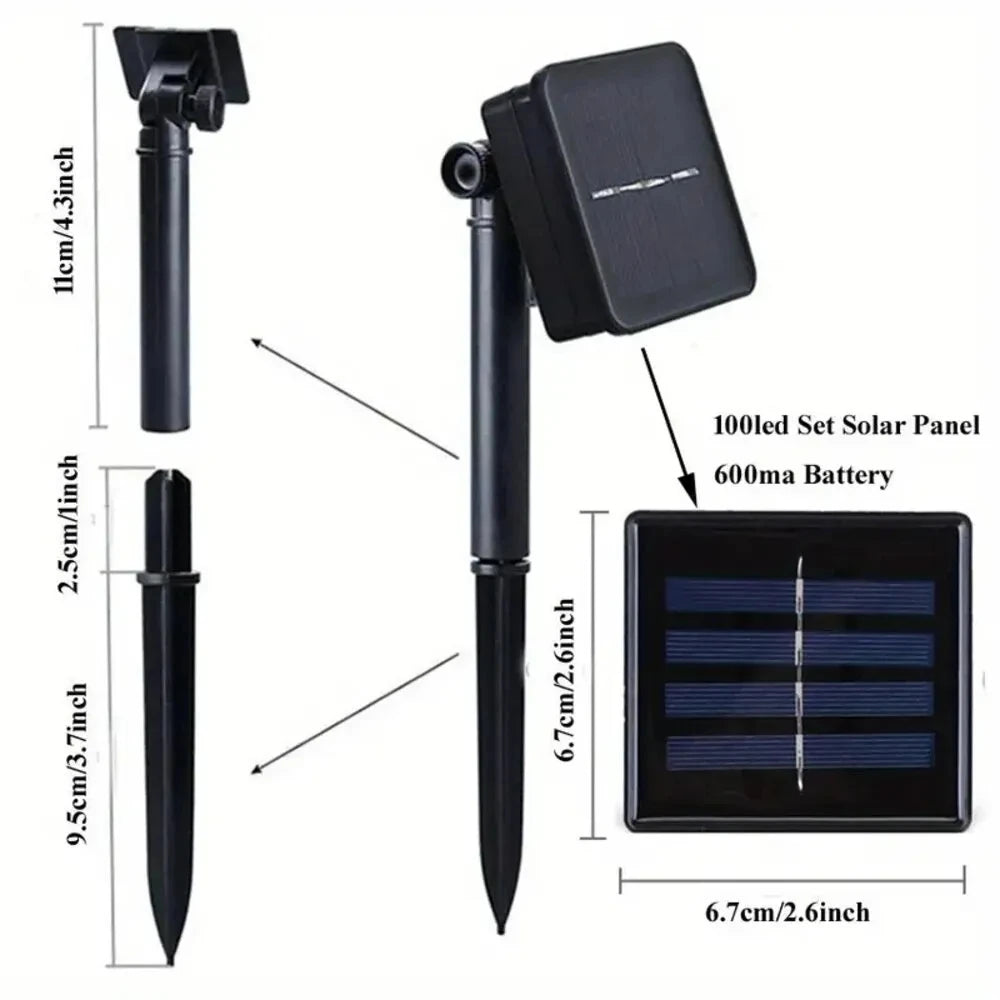 Outdoor Solar Tube Rope Led Light Garden Christmas Decoration Fairy String Light 32m/22M/12M/7M Outdoor Wedding Party Led Lamp