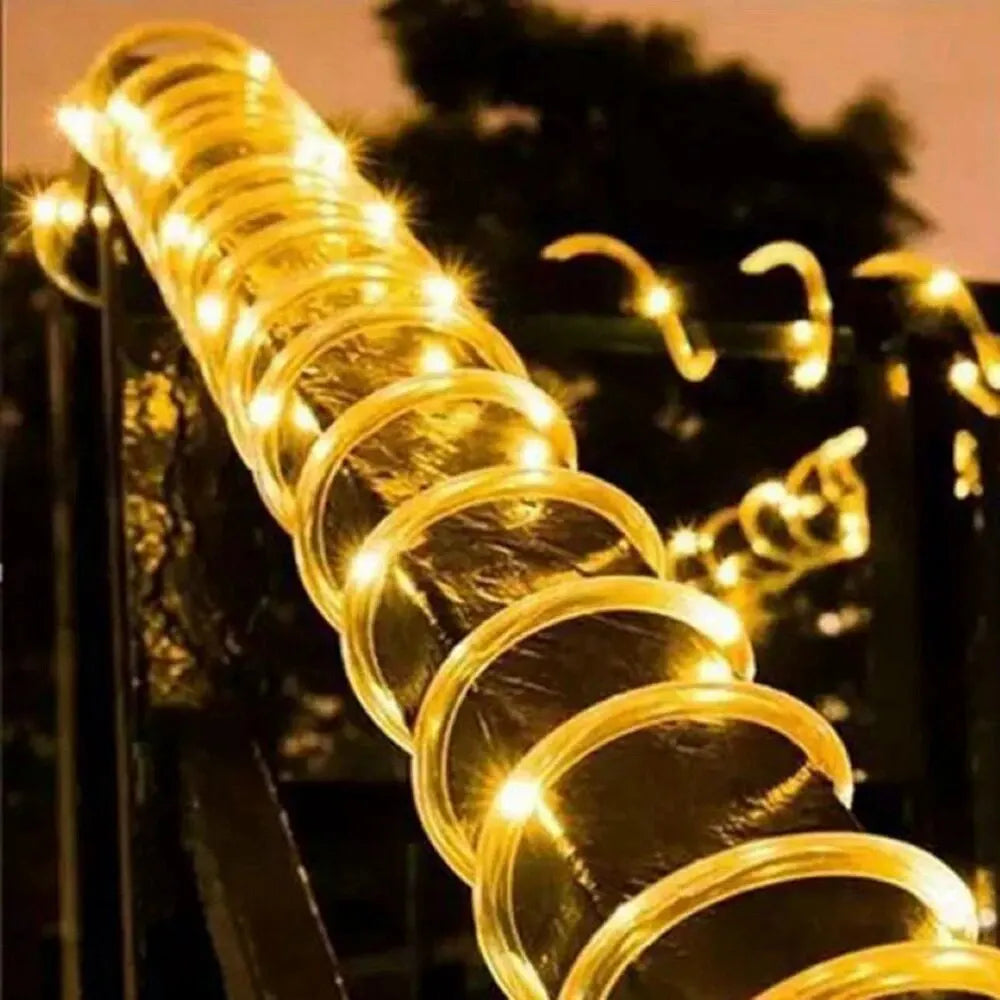 Solar Rope Lights Solar LED Light Path Deck Outdoor Garden Solar String Lights Waterproof Outdoor Lighting Strips 8 Light Modes