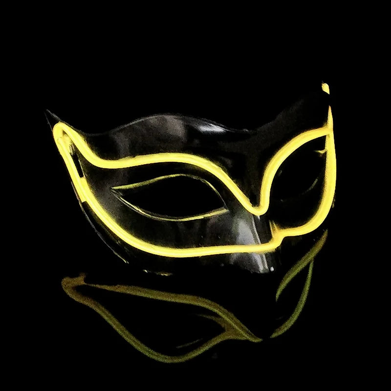 LED Light Fox Mask For Dance Neon Party Decoration Luminous Masquerade Kabuki Mask Bar KTV Ball Disguise Masks