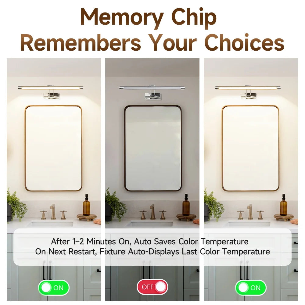 LED Mirror Light Three Colors LED Home Wall Decor Lights Led Bathroom Mirror Lamp Make Up Lighting Wall Mirrors Lamp AC110-264V
