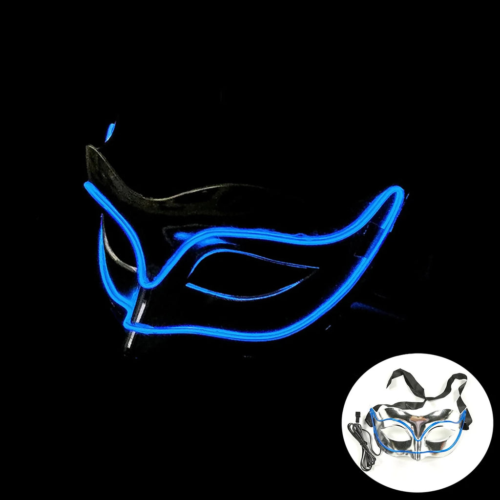 LED Light Fox Mask For Dance Neon Party Decoration Luminous Masquerade Kabuki Mask Bar KTV Ball Disguise Masks