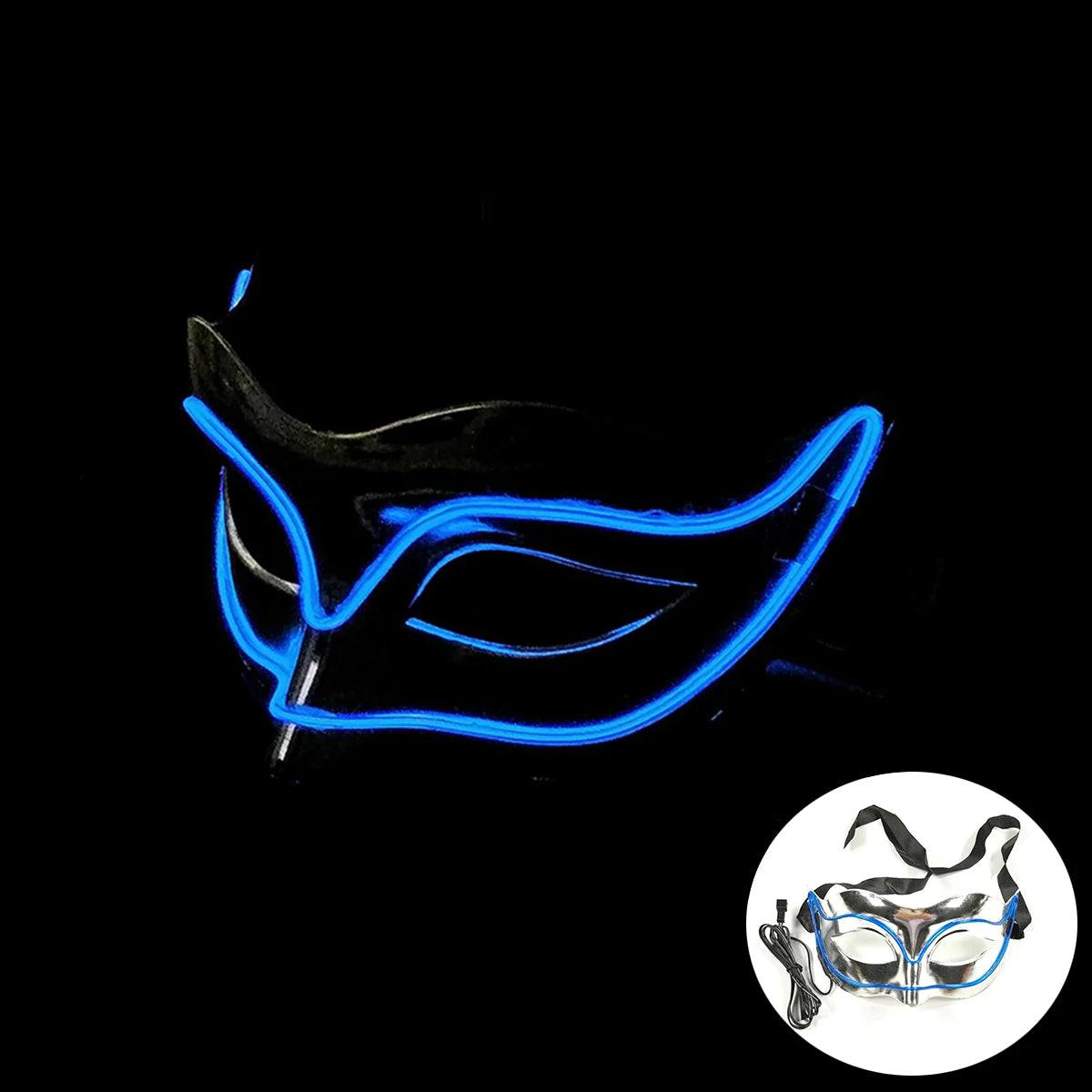 LED Light Fox Mask For Dance Neon Party Decoration Luminous Masquerade Kabuki Mask Bar KTV Ball Disguise Masks
