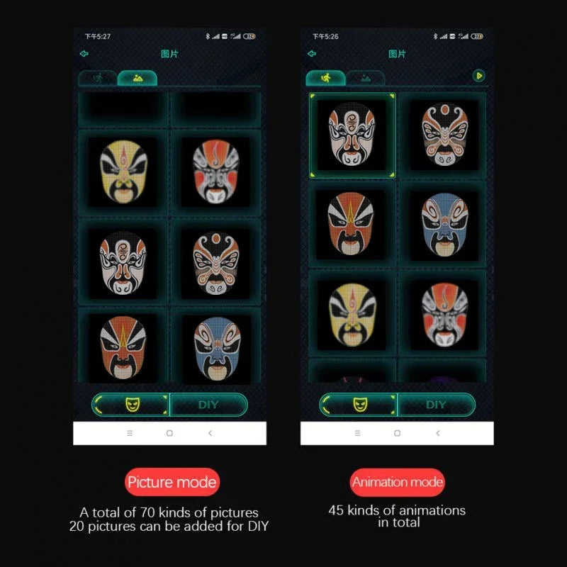 NEW LED APP Mask Bluetooth APP Control Face Masks Smart Mask Can Change Dynamic Carnival Photos LED Face Masks for Halloween