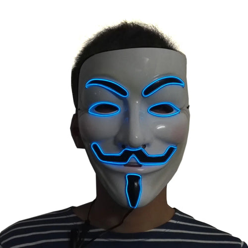 2025 Hot LED Hacker V Vendetta Mask Adults Luminous LED Light Up Mask For Glow Party Costume Accessories Halloween Mask Décor