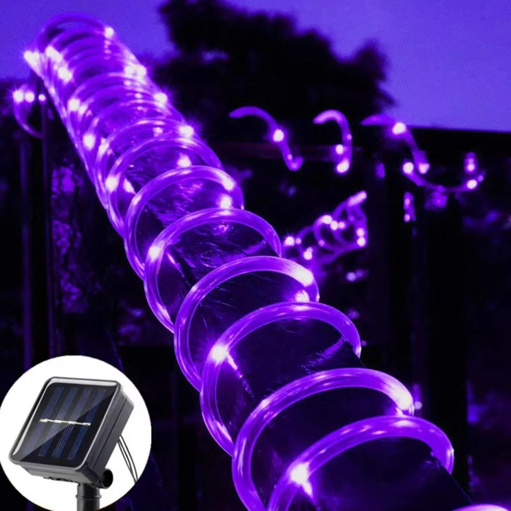 5/10/20M Solar Rope Lights Outdoor Blue LED PVC Tube Fairy String Light Garden Halloween and Christmas Wedding Decorations