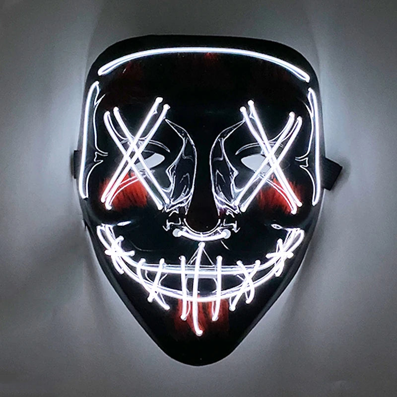 Luminous Led Purge Face Mask Glowing Masks Halloween Costume Props Neon Light Up Mask Costume Cosplay Decoration