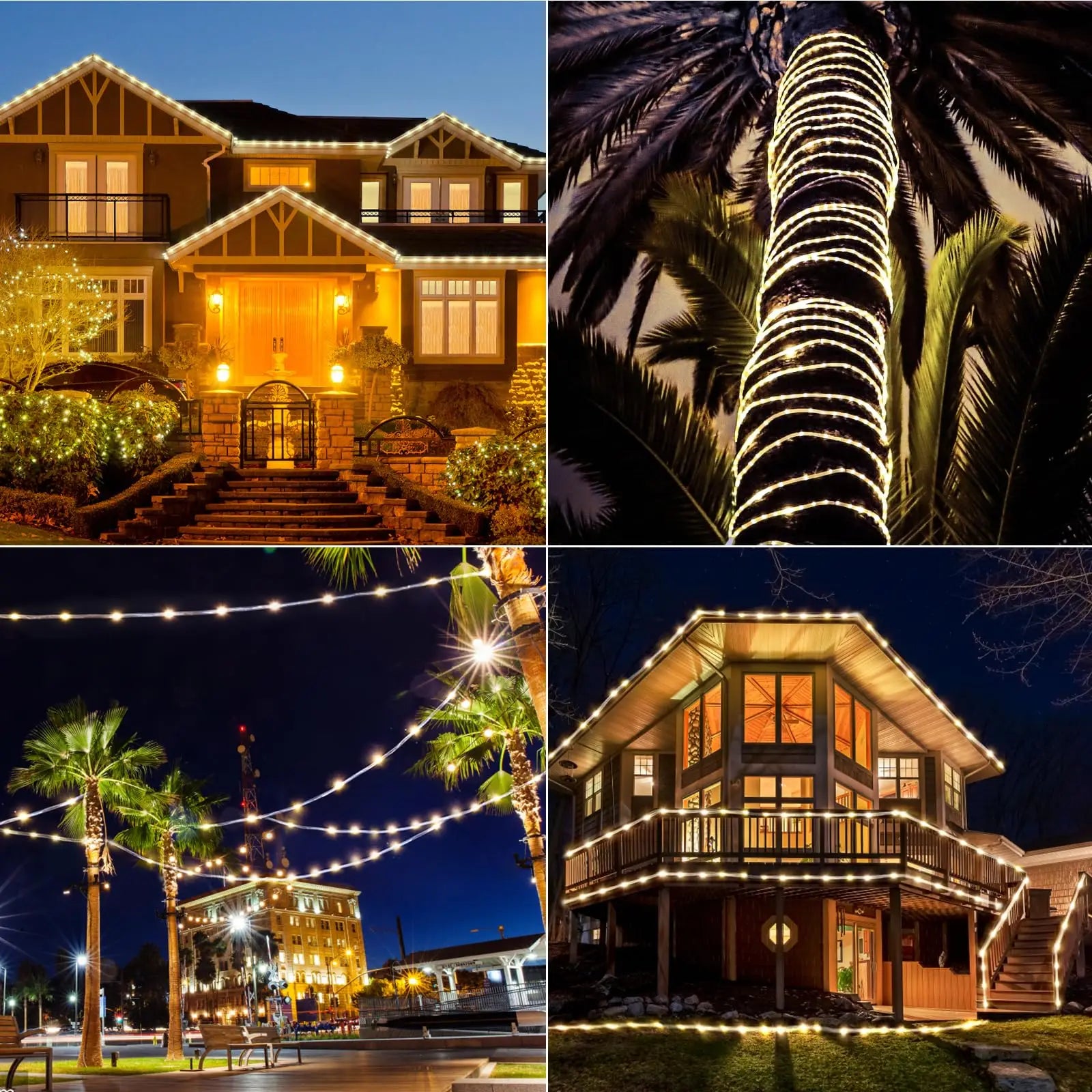 Solar 200 LED Rope Light Waterproof Outdoor Solar Powered Fairy Lights 8 Mode Christmas for Garden Yard Holiday Tree Decor Light