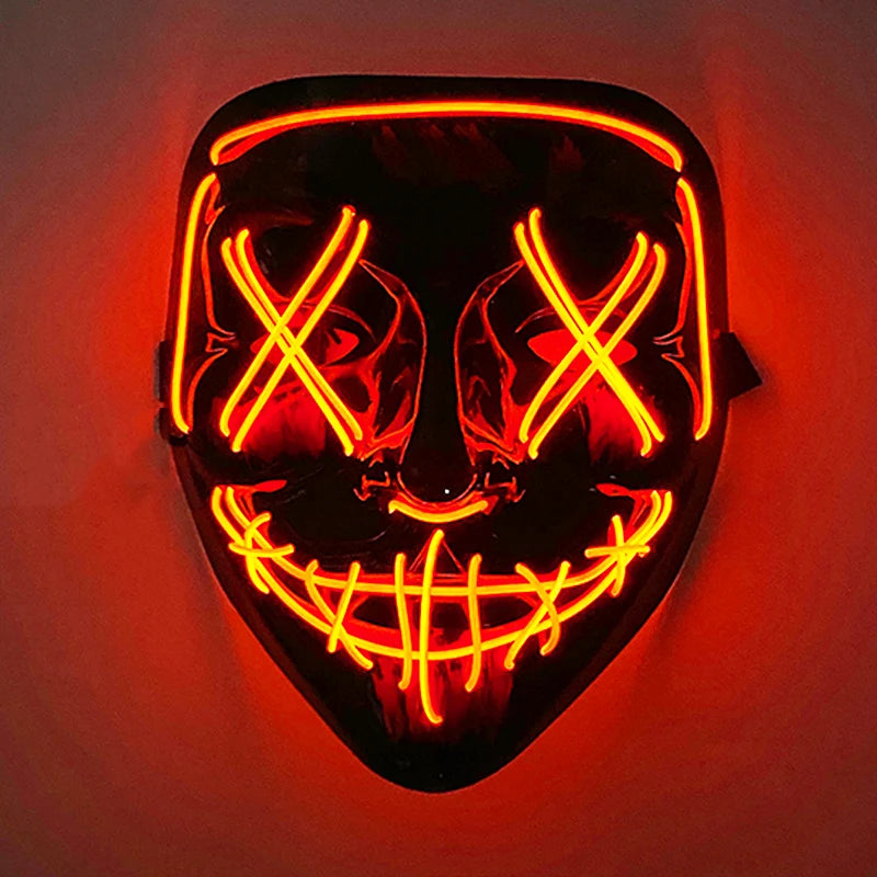 Luminous Led Purge Face Mask Glowing Masks Halloween Costume Props Neon Light Up Mask Costume Cosplay Decoration