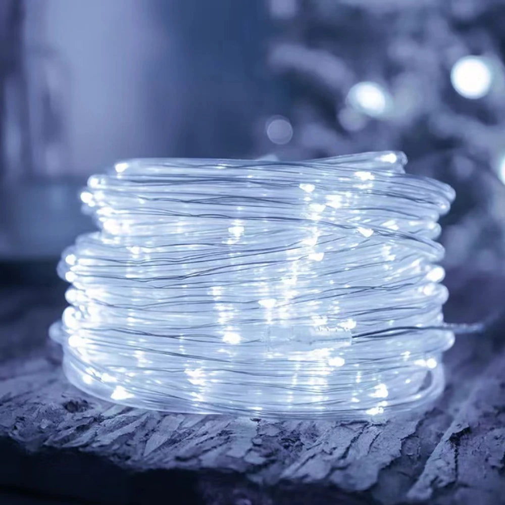 Solar LED Rope Lights Deck Outdoor Waterproof Garden String Lights Waterproof Light Belt Courtyard Christmas Atmosphere Decor ﻿