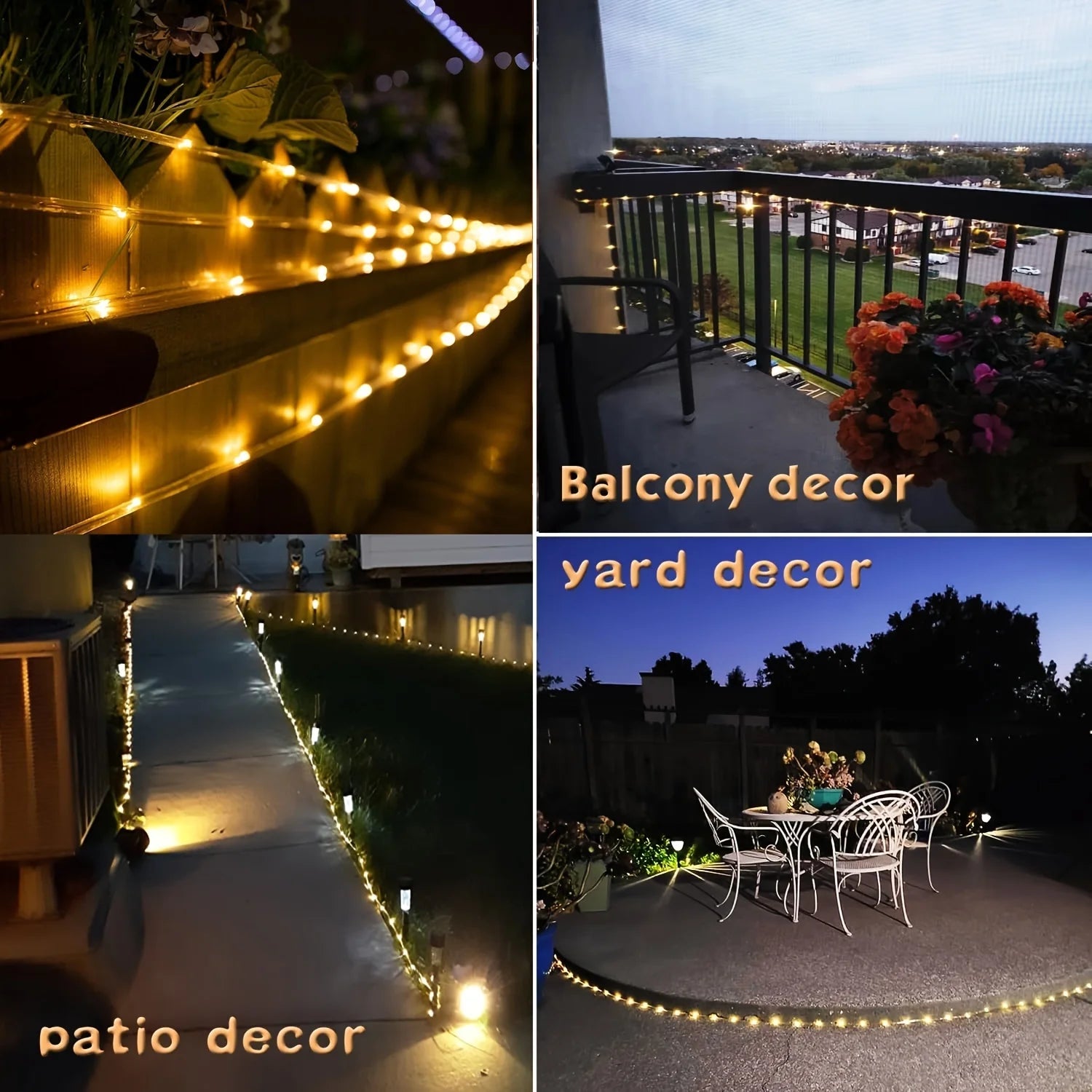 Solar Rope Lights IP65 Waterproof Outdoor Lamp LED Copper Fairy String Tube Lights for Party Garden Yard Home Wedding Christmas