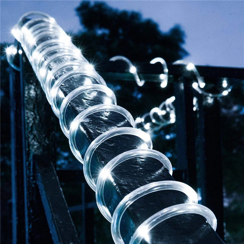 Solar Rope Lights Solar LED Light Path Deck Outdoor Garden Solar String Lights Waterproof Outdoor Lighting Strips 8 Light Modes
