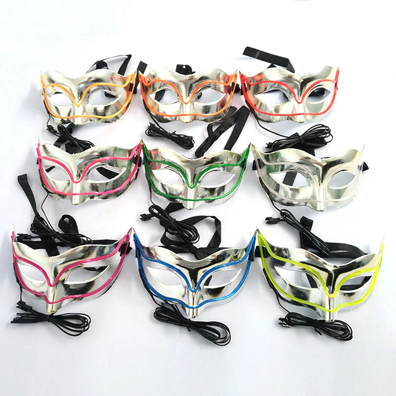 LED Light Fox Mask For Dance Neon Party Decoration Luminous Masquerade Kabuki Mask Bar KTV Ball Disguise Masks