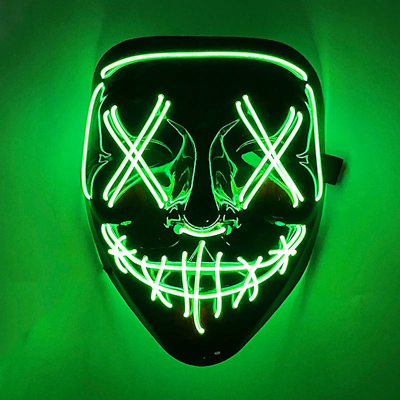 Luminous Led Purge Face Mask Glowing Masks Halloween Costume Props Neon Light Up Mask Costume Cosplay Decoration