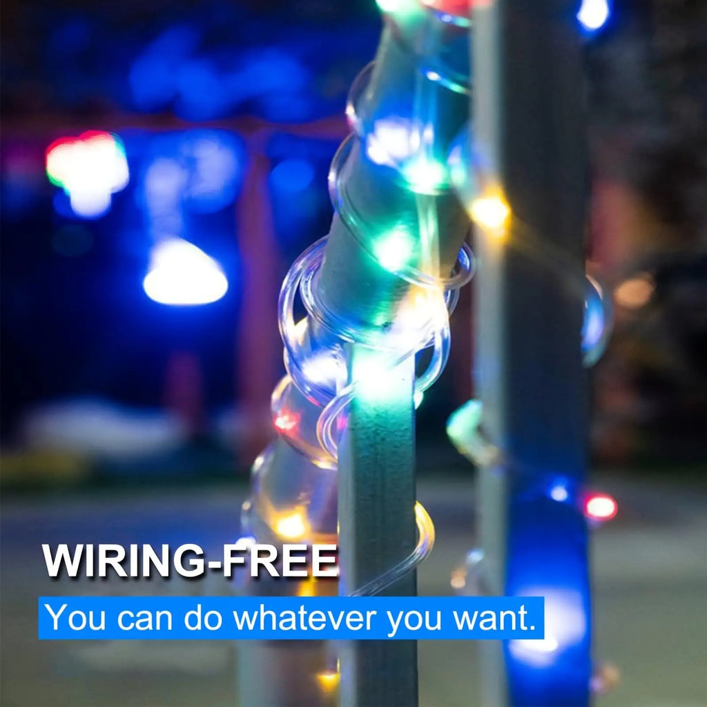 Solar 200 LED Rope Light Waterproof Outdoor Solar Powered Fairy Lights 8 Mode Christmas for Garden Yard Holiday Tree Decor Light