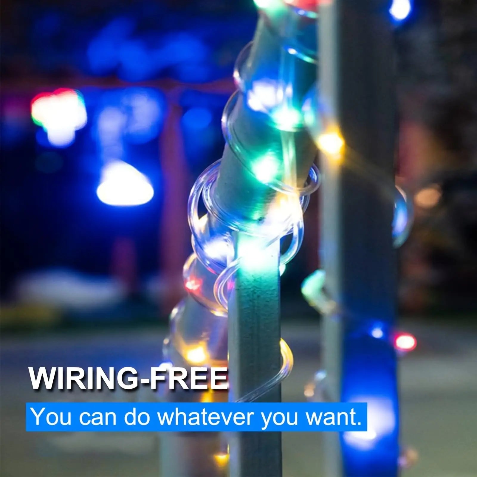 Solar 200 LED Rope Light Waterproof Outdoor Solar Powered Fairy Lights 8 Mode Christmas for Garden Yard Holiday Tree Decor Light
