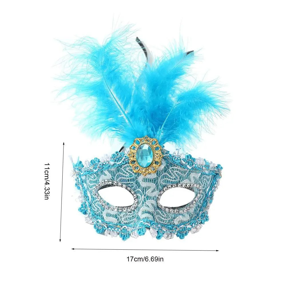 Fancy Plastic LED Glowing Mask Lace Half Face Mask Feather Mask Cosplay Costume Light Up Venice Masquerade Mask Women