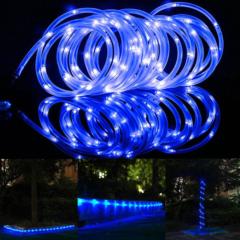 LED Solar Strip Rope Tube String Lights Outdoor Waterproof Lamp Wedding Fairy Garland String Lights for Garden Tree Yard Fence