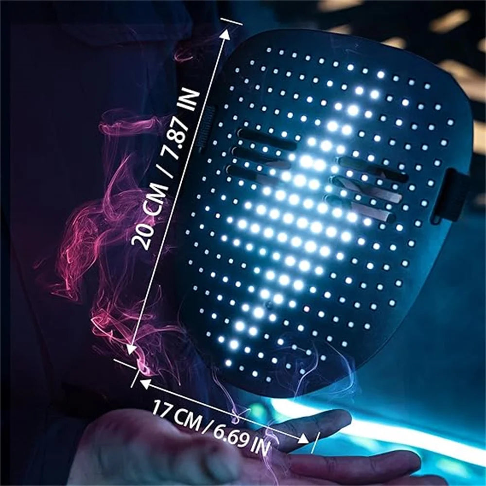 LED Mask with Gesture Sensing Light up Face Transforming Led Halloween Mask for Kids Men Women Costume Cosplay Party