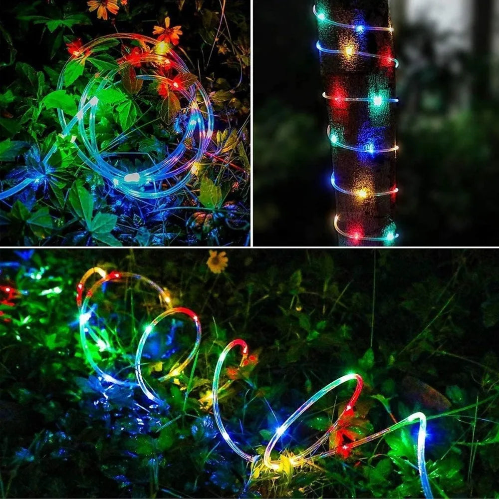 Solar Rope Lights - Outdoor LED Copper Fairy String Tube Lights for Parties, Gardens, Porches, and Home Decoration